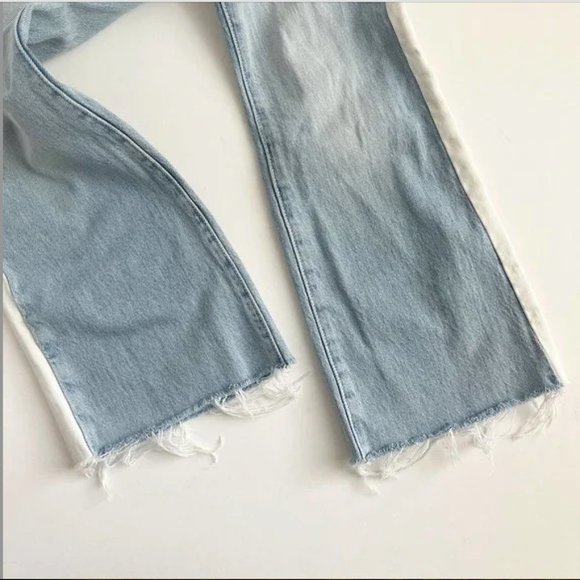 FRAME Le Crop Mini Boot Color Block Tuxedo Stripe Jeans Size 27 - Picture 4 of 4